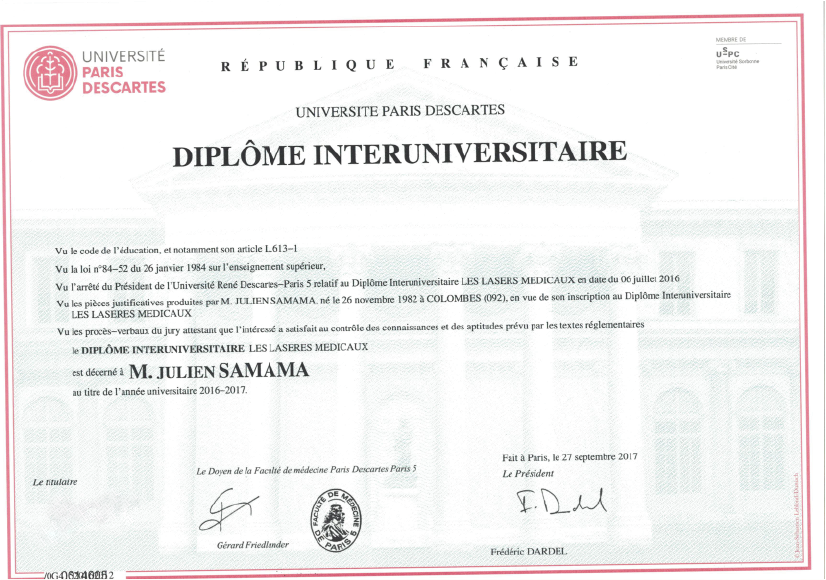 diplome interuniversitaire docteur samama